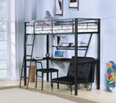 Senon Silver & Black Loft Bed & Desk - Furniture Now (CA)