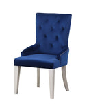 Varian Blue Fabric & Antique Platinum Side Chair (1Pc) - Furniture Now (CA)