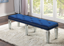Varian Blue Velvet & Mirrored Bench - Furniture Now (CA)