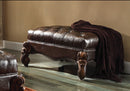Versailles 2-Tone Dark Brown PU & Cherry Oak Ottoman - Furniture Now (CA)