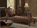 Versailles 2-Tone Light Brown PU & Cherry Oak Chaise & Pillow - Furniture Now (CA)