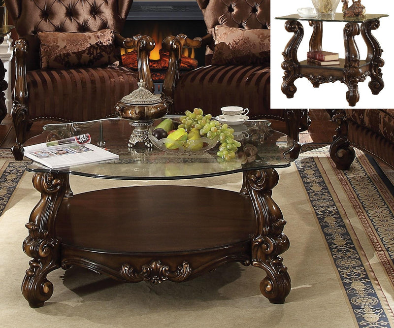 Versailles Cherry Oak & Clear Glass Coffee Table - Furniture Now (CA)