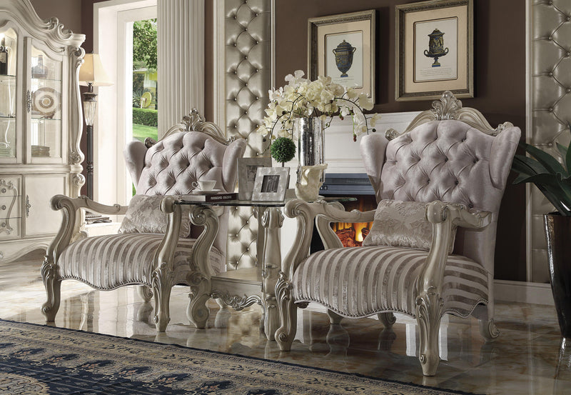 Versailles Ivory Velvet & Bone White Chair & 1 Pillow - Furniture Now (CA)