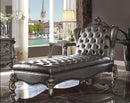 Versailles Silver PU & Antique Platinum Chaise - Furniture Now (CA)