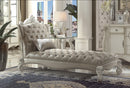 Versailles Vintage Gray PU & Bone White Chaise & Pillow - Furniture Now (CA)
