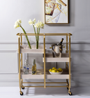 Vorrik Gold & White-Washed Serving Cart - Furniture Now (CA)