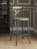 Zaire Antique Turquoise & Antique Oak Bar Chair (1Pc) - Furniture Now (CA)
