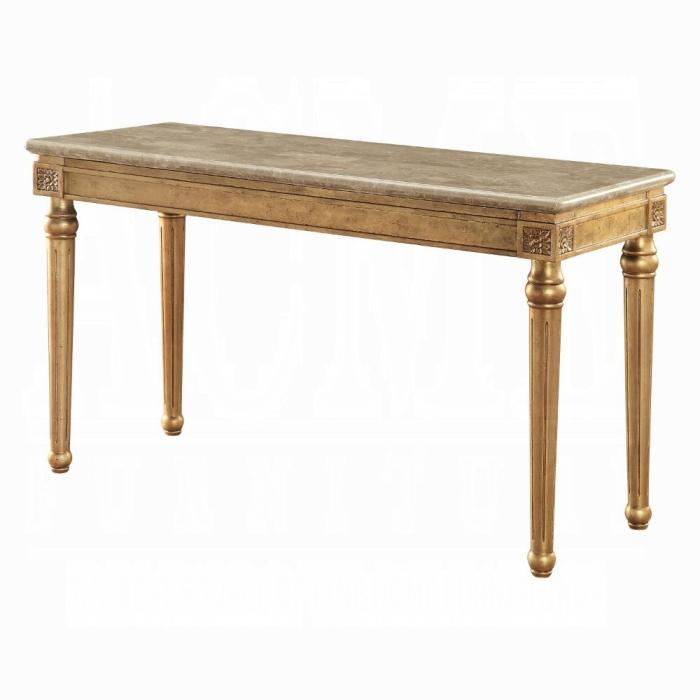 Acme Furniture Daesha Sofa Table in Marble/Antique Gold 81718 - Furniture Now (CA)