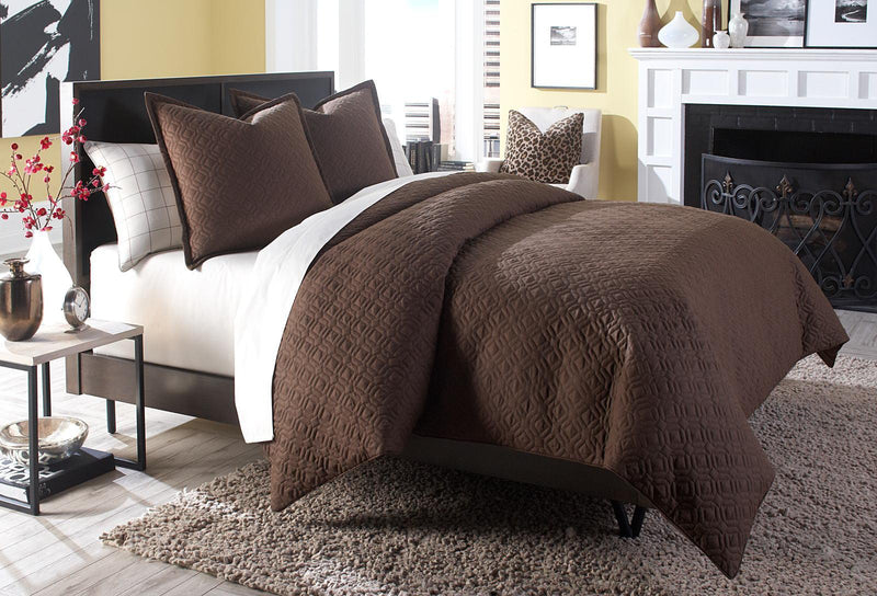 AICO Leigh 3-pc King Coverlet/Duvet Set in Cocoa - Furniture Now (CA)