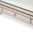 Glimmering Heights 2pc Writing Desk w/Glass Top in Ivory - Furniture Now (CA)