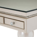 Glimmering Heights 2pc Writing Desk w/Glass Top in Ivory - Furniture Now (CA)