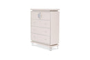 Glimmering Heights Upholstered 5 Drawer Chest in Ivory - Furniture Now (CA)