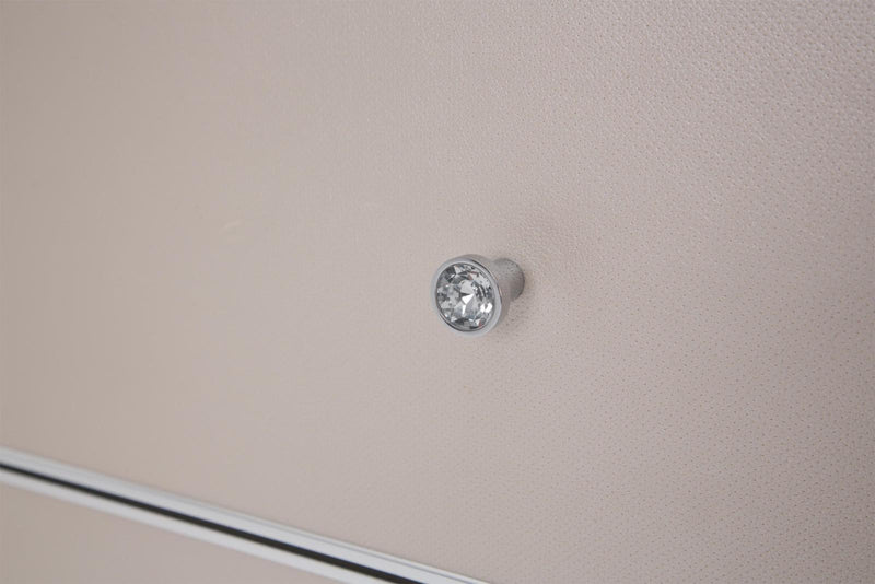 Glimmering Heights Upholstered 5 Drawer Chest in Ivory - Furniture Now (CA)