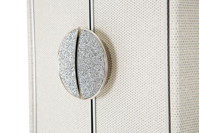 Glimmering Heights Upholstered Swivel Lingerie Chest in Ivory - Furniture Now (CA)