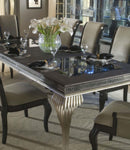 Hollywood Swank Leg Dining Table in Pearl Caviar - Furniture Now (CA)
