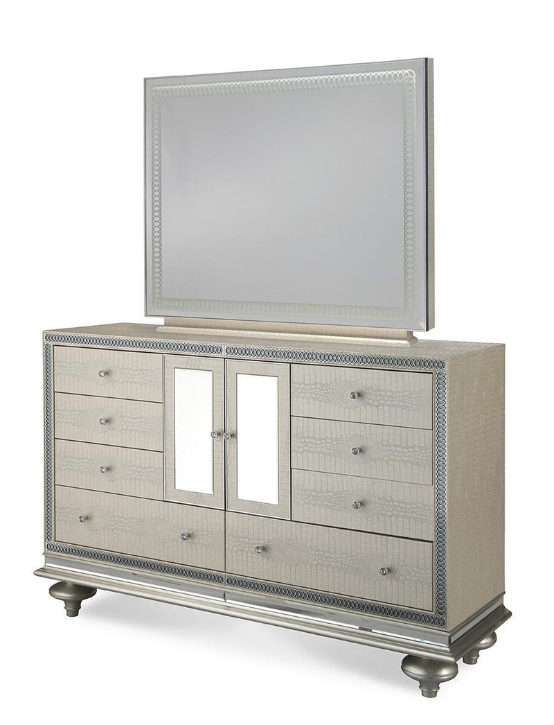 Hollywood Swank Upholstered Dresser in Crystal Croc - Furniture Now (CA)