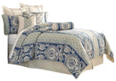 La Rochelle 9-pc Queen Comforter Set in Cadet - Furniture Now (CA)
