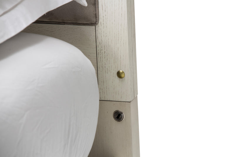 Menlo Station Queen Panel Bed w/ Fabric Insert in Eucalyptus - Furniture Now (CA)