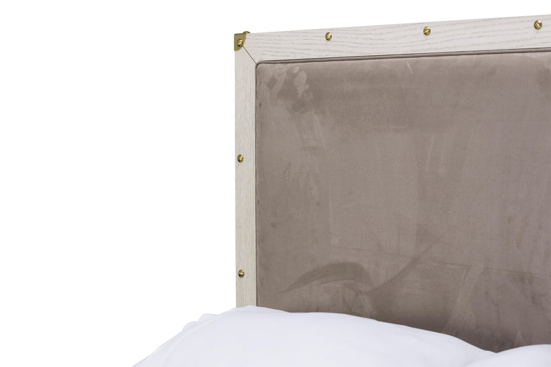 Menlo Station Queen Panel Bed w/ Fabric Insert in Eucalyptus - Furniture Now (CA)