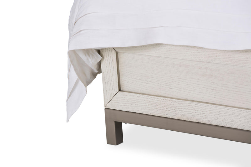 Menlo Station King Panel Bed w/ Fabric Insert in Eucalyptus - Furniture Now (CA)