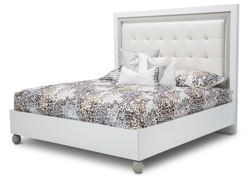 Sky Tower King Upholstered Platform Bed in White Cloud - Furniture Now (CA)