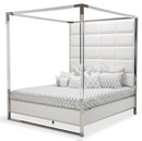 State St California King Metal Canopy Bed in Glossy White - Furniture Now (CA)