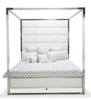 State St California King Metal Canopy Bed in Glossy White - Furniture Now (CA)