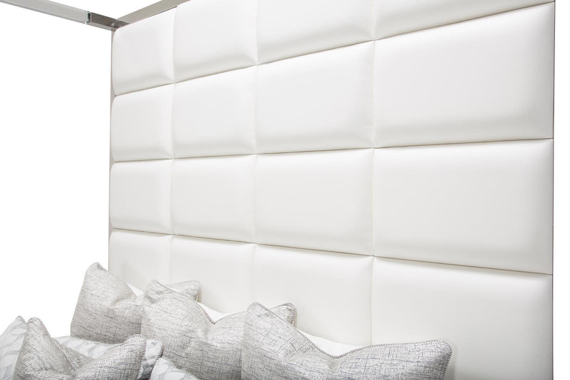 State St King Metal Canopy Bed in Glossy White - Furniture Now (CA)