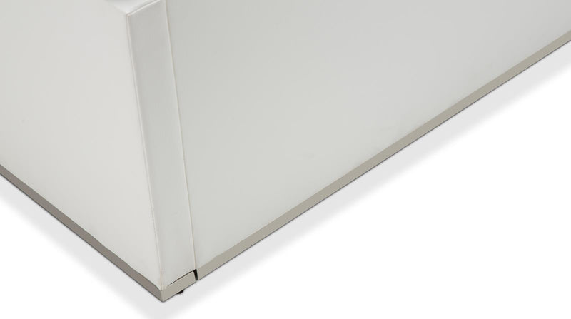 State St Queen Upholstered Panel Bed in Glossy White - Furniture Now (CA)