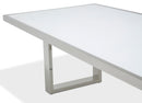State St Rectangular Dining Table with Glass Top in Glossy White - Furniture Now (CA)