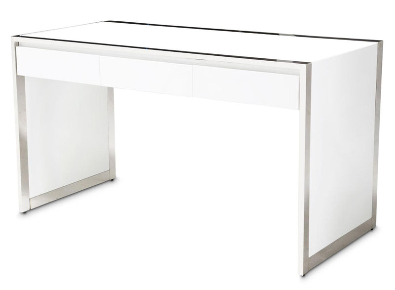State St Writing Desk in Glossy White - Furniture Now (CA)
