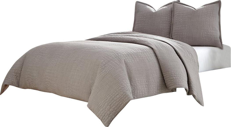 Trent 3-pc Queen Coverlet/Duvet Set in Gray - Furniture Now (CA)
