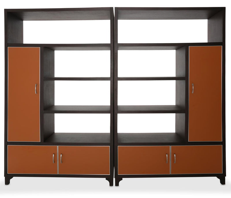 21 Cosmopolitan 2pc Bookcase in Umber/Orange - Furniture Now (CA)