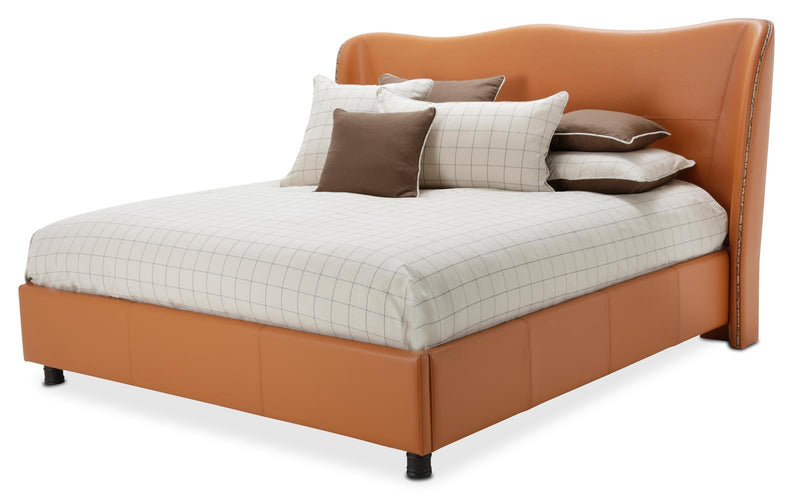21 Cosmopolitan Queen Upholstered Wing Bed in Orange - Furniture Now (CA)