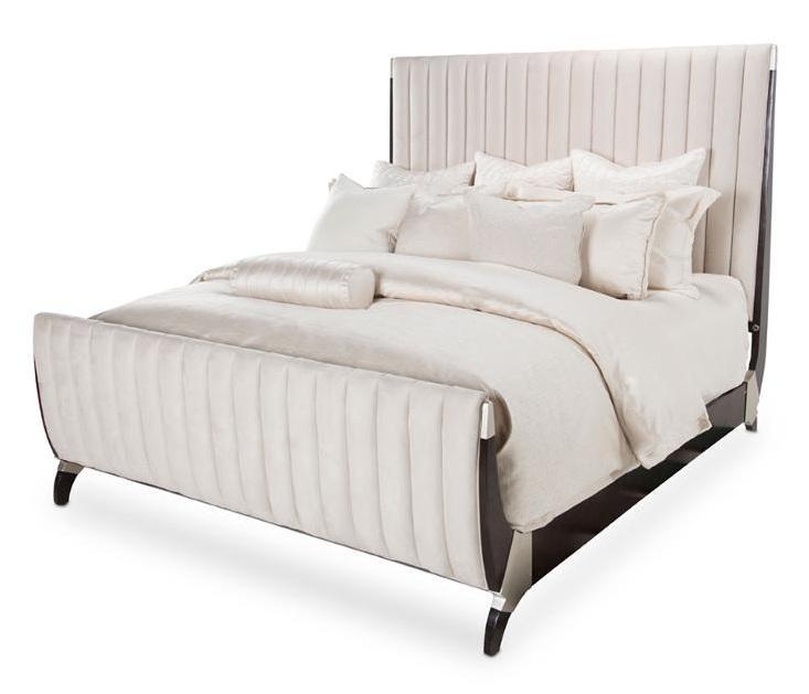 Paris Chic California King Channel Tufted Sleigh Bed in Espresso - Furniture Now (CA)