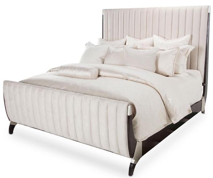 Paris Chic Queen Channel Tufted Sleigh Bed in Espresso - Furniture Now (CA)