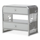 Roxbury Park 2 Drawer Nightstand in Stainless Steel - Furniture Now (CA)