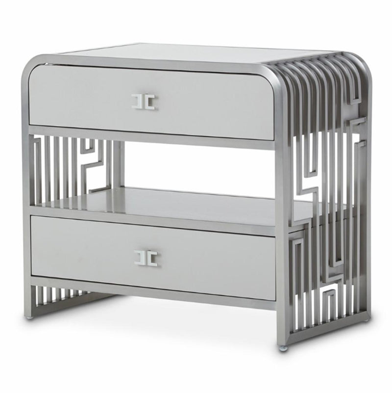 Roxbury Park 2 Drawer Nightstand in Stainless Steel - Furniture Now (CA)