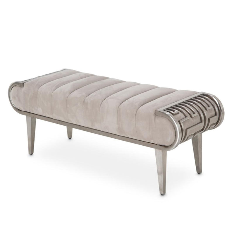 Roxbury Park Channel Tufted Bed Bench in Stainless Steel - Furniture Now (CA)