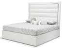 State St Queen Upholstered Panel Bed in Glossy White - Furniture Now (CA)