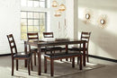 Coviar Dining Table and Chairs with Bench (Set of 6) - Furniture Now (CA)