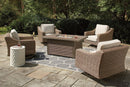 Beachcroft Beachcroft Fire Pit Table with Four Nuvella Swivel Lounge Chairs - Furniture Now (CA)