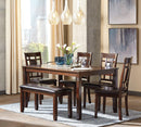Bennox Dining Table and Chairs with Bench (Set of 6) - Furniture Now (CA)