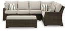 Brook Ranch Outdoor Sofa Sectional/Bench with Cushion (Set of 3) - Furniture Now (CA)