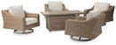 Beachcroft Beachcroft Fire Pit Table with Four Nuvella Swivel Lounge Chairs - Furniture Now (CA)