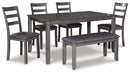 Bridson Dining Table and Chairs with Bench (Set of 6) - Furniture Now (CA)