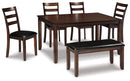 Coviar Dining Table and Chairs with Bench (Set of 6) - Furniture Now (CA)