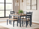 Gesthaven Dining Table with 4 Chairs and Bench (Set of 6) - Furniture Now (CA)