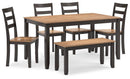 Gesthaven Dining Table with 4 Chairs and Bench (Set of 6) - Furniture Now (CA)