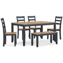 Gesthaven Dining Table with 4 Chairs and Bench (Set of 6) - Furniture Now (CA)